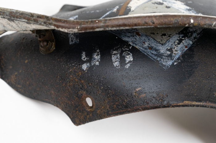 Wehrmacht bike mudguart with emblem (mammoth) tactical emblem, number  and license plate.
